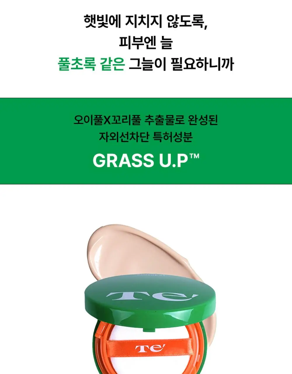 [리뉴얼] Te 풀초록 35 톤업 선쿠션 14g 상세페이지 6